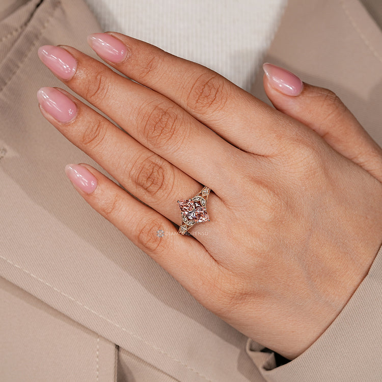Vintage style Art Deco diamond ring with a six claw prong setting.