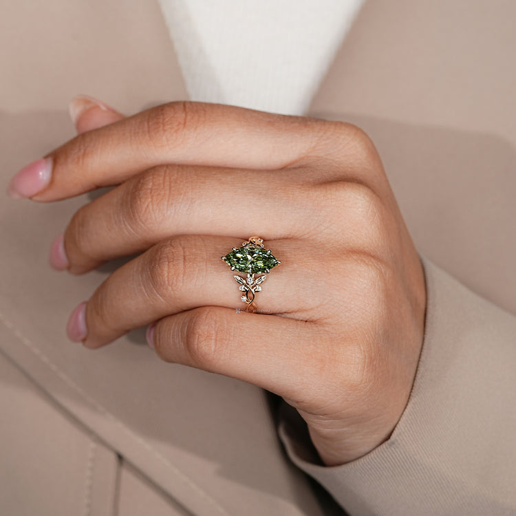 Lab grown diamond nature-inspired engagement ring.