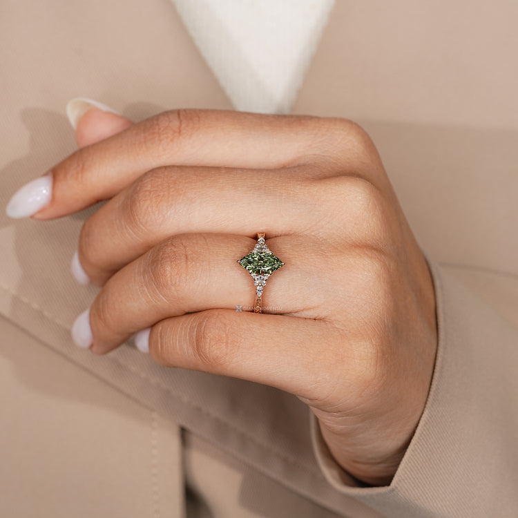 Art Deco diamond ring with milgrain details.