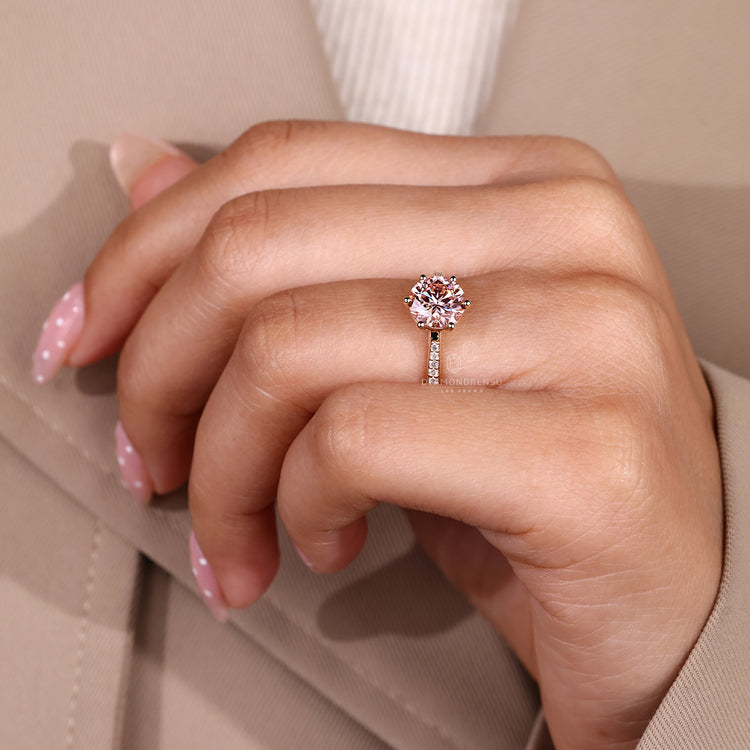 Lab grown diamond completes this handmade ring.