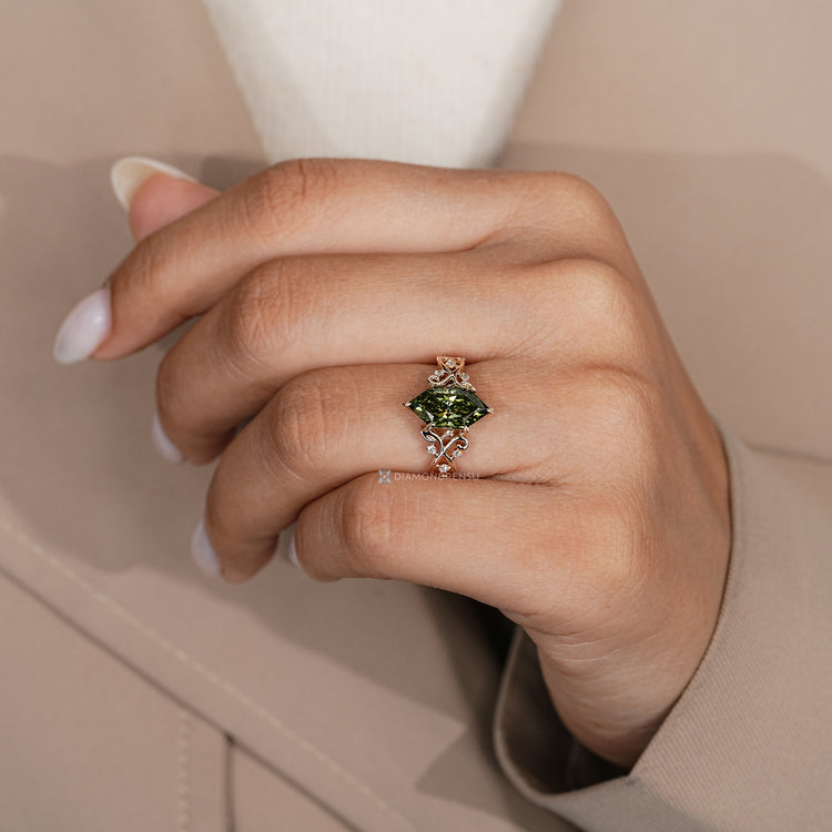 IGI certified lab grown Dutch marquise diamond ring.