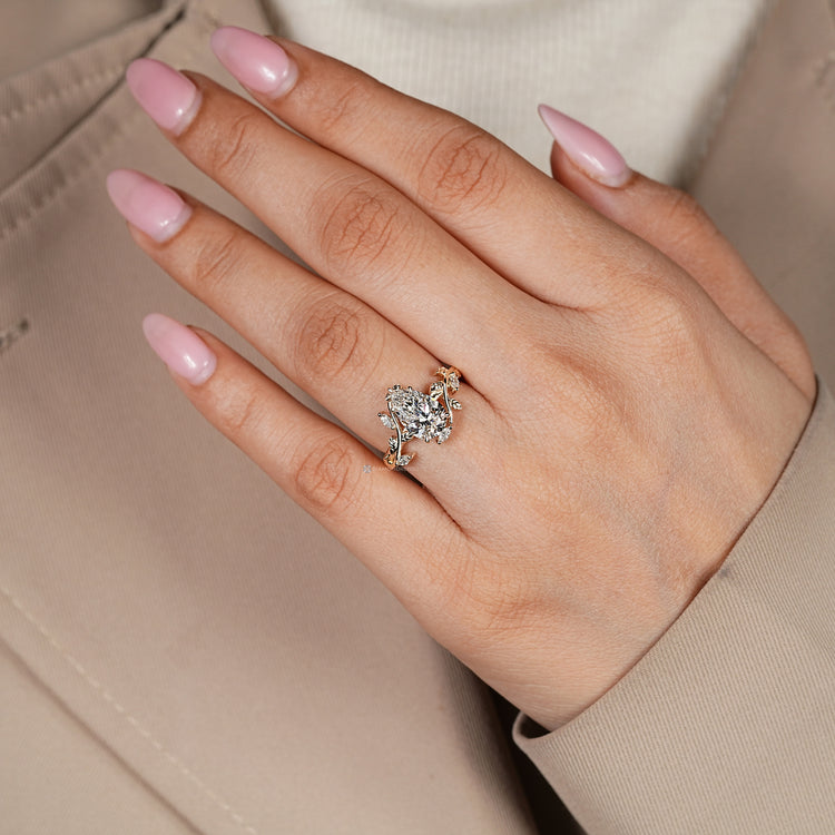 Handmade pear cut lab grown diamond ring.