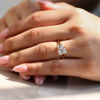 The split shank enhances this two stone engagement ring.
