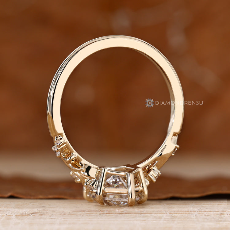 Dutch Marquise Ring With Side Stone in Fantasy Style