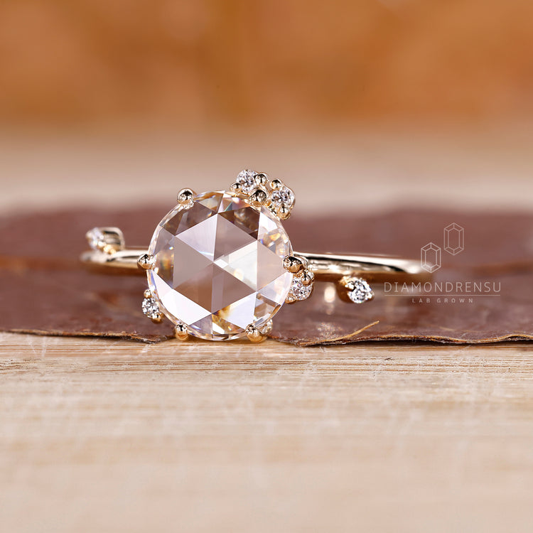 Yellow gold engagement ring glows with warm color.
