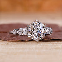 Lab grown diamond in a white gold engagement ring.
