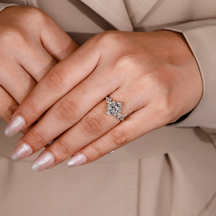 Lab grown marquise diamond ring in yellow gold
