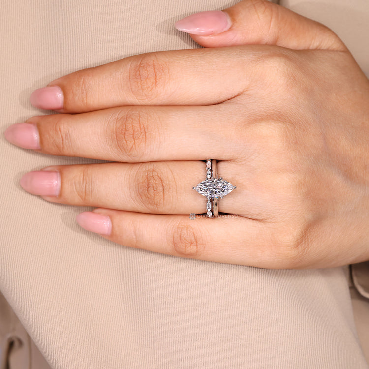 Marquise ring with baguette and marquise diamonds.