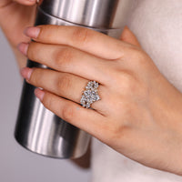 Seven stone marquise wedding ring with tapered shank.