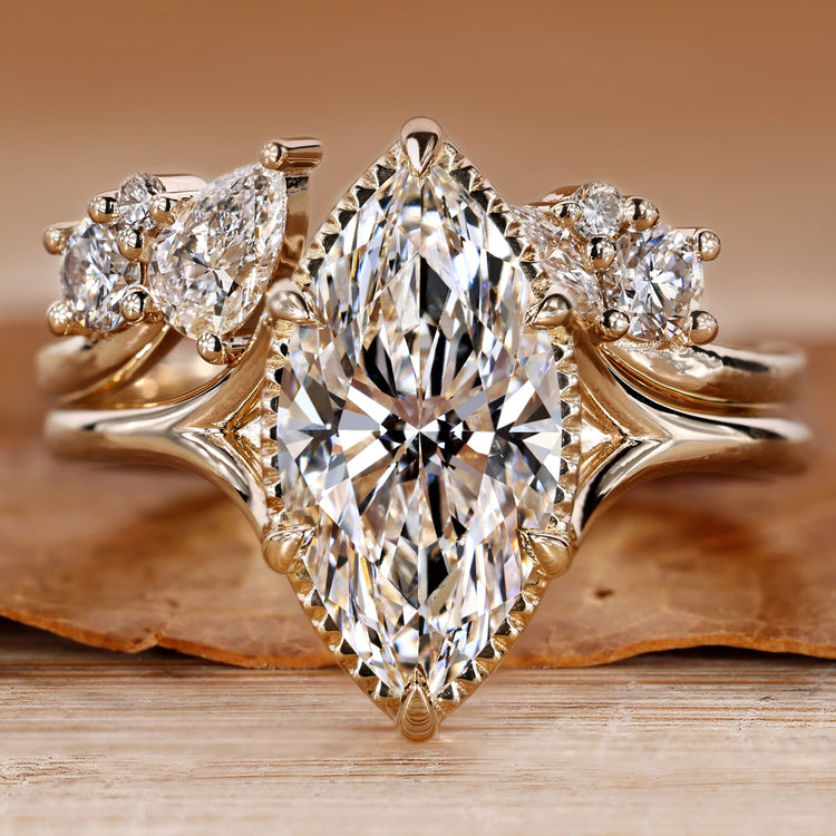 Marquise bridal set in a solitaire style.