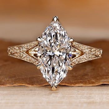 Art Deco Engagement Ring with marquise and split shank.