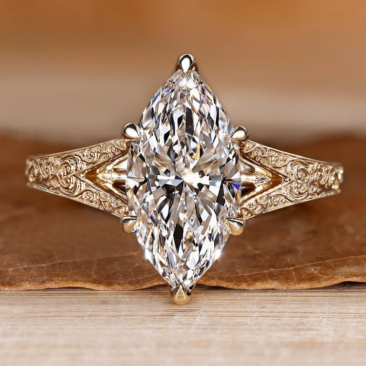 Art Deco Engagement Ring with marquise and split shank.