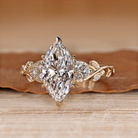 Diamondrensu marquise ring with lab grown diamond.