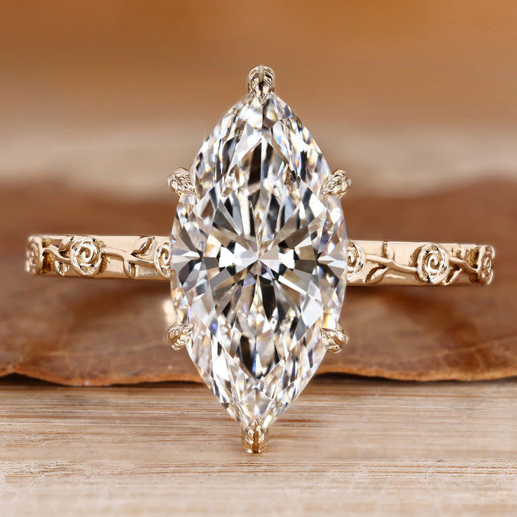 Marquise center stone Art Deco engagement ring.