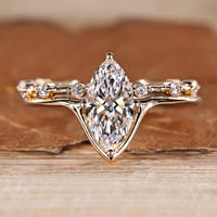 Marquise cut wedding ring with solitaire style.