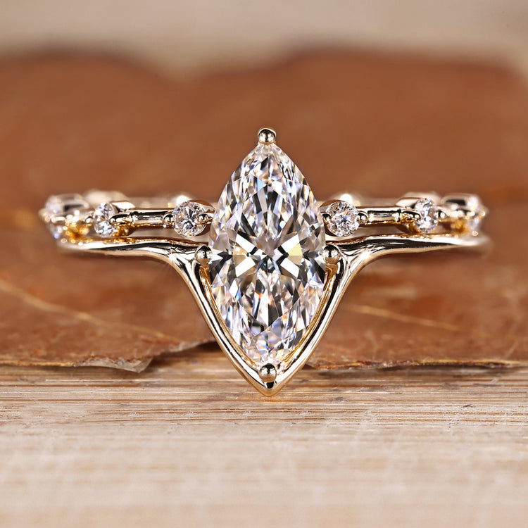 Marquise cut wedding ring with solitaire style.