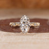 Marquise Diamond Ring with vintage inspired design and milgrain setting.
