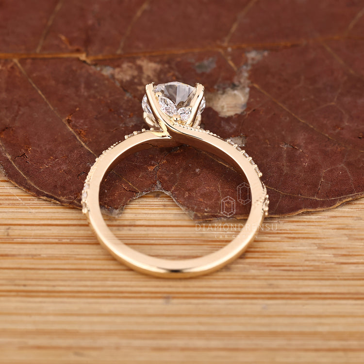 Vintage Diamond Ring with IGI certified center stone and pave band.