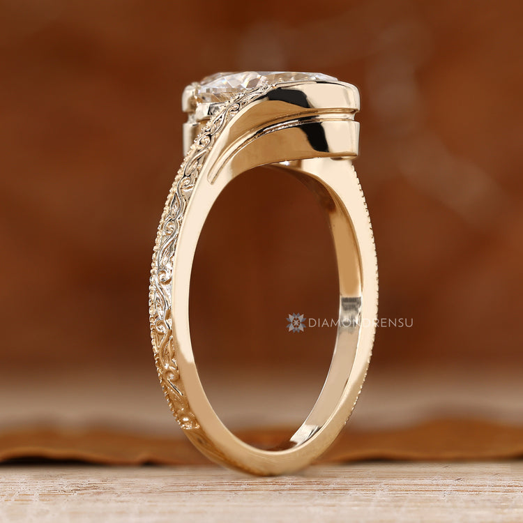 Art Deco oval diamond ring in a solitaire style.