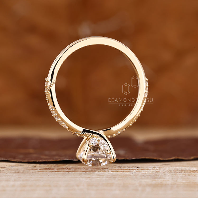 Handmade Vintage Diamond Ring with intricate hidden stone detail.