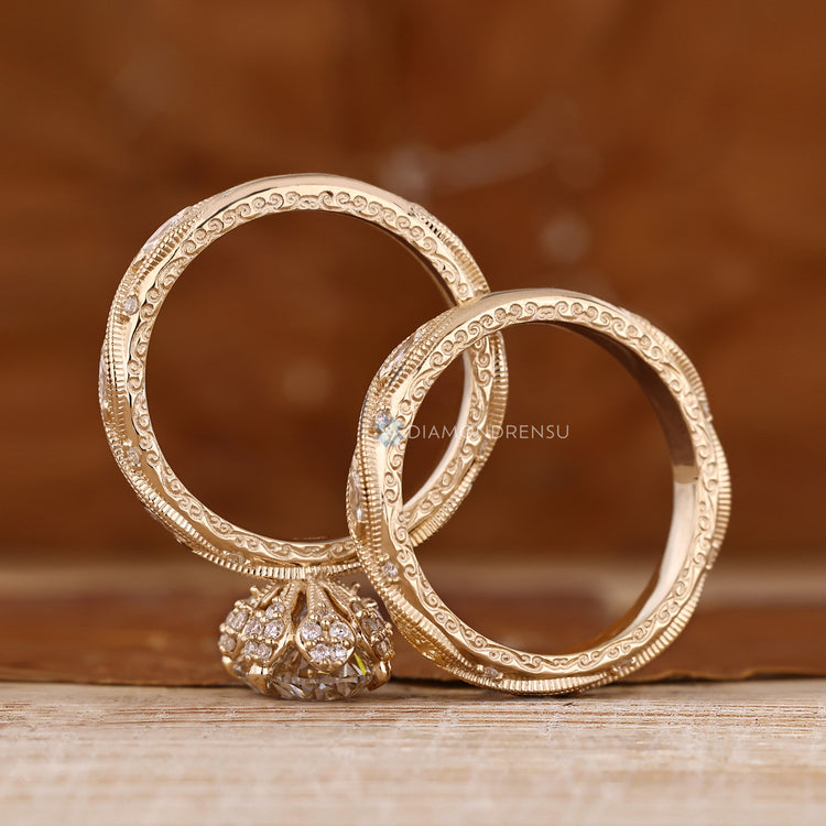 Handmade lab grown diamond oval bridal set by Diamondrensu.