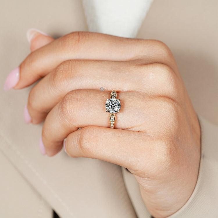 Lab grown diamond ring with round hidden diamonds.