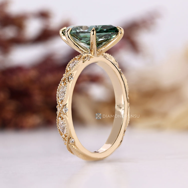 IGI certified lab grown Dutch marquise diamond ring.
