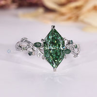 Dutch marquise diamond ring with six leaf prong setting.
