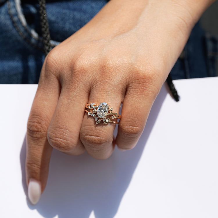 Oval bridal set with a four claw prong setting.