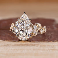 IGI certified pear cut lab grown diamond ring by Diamondrensu.
