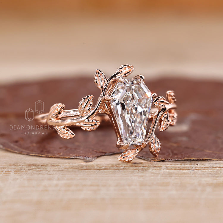 IGI certified coffin cut diamond ring with solitaire style.