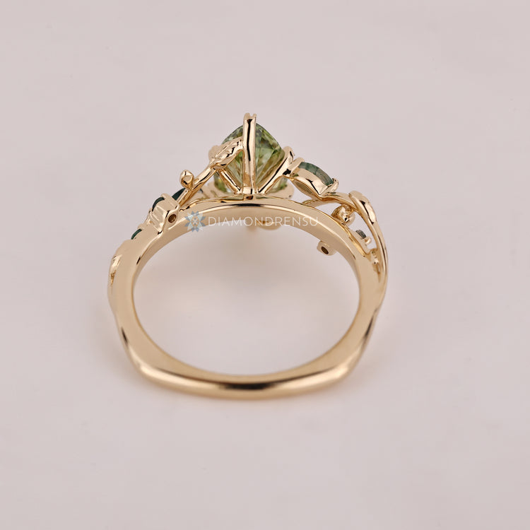 Handmade nature inspired marquise engagement ring.
