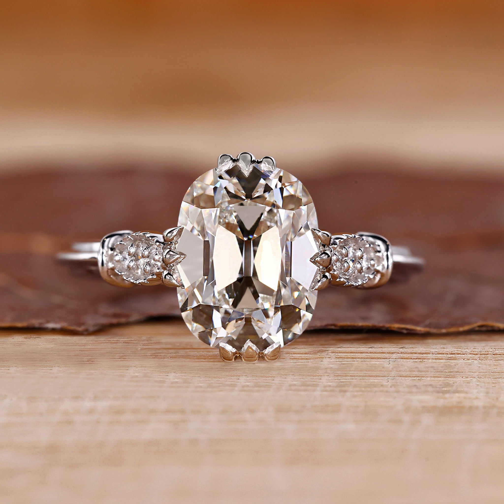 Cushion Old Mine Cut Diamond Vintage Engagement Ring