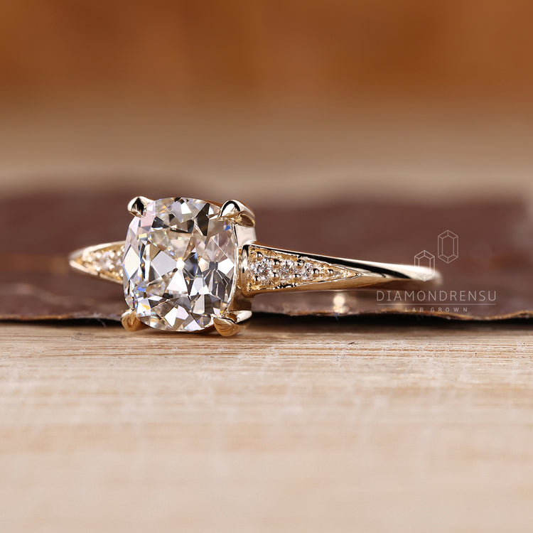 Handmade Old Mine Cut Diamond Ring Crafted By Diamondrensu.
