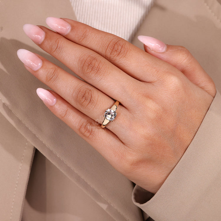 Lab Grown Cushion Old Mine Cut Diamond Engagement Ring.
