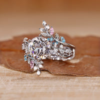 Life style pave ring with round pearl band.