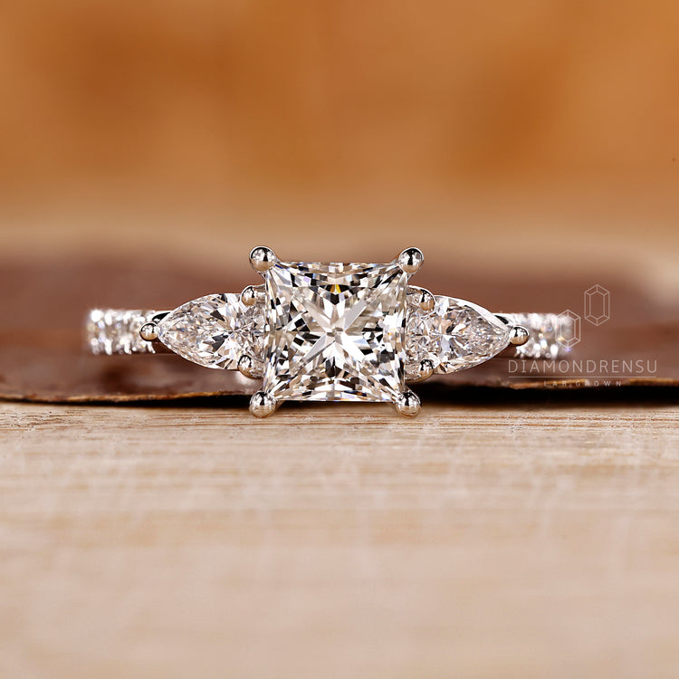 Pave setting ring styled with white gold ring for Custom Engagement Ring options.
