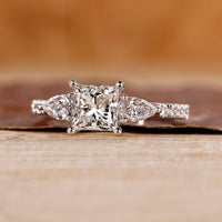 Cathedral Setting Engagement Ring crafted with princess cut diamond ring in white gold ring.
