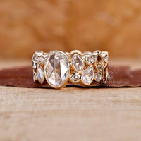 Marquise rose cut diamond ring set in stunning band.

