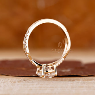 Handmade jewelry featuring nature inspired engagement ring.
