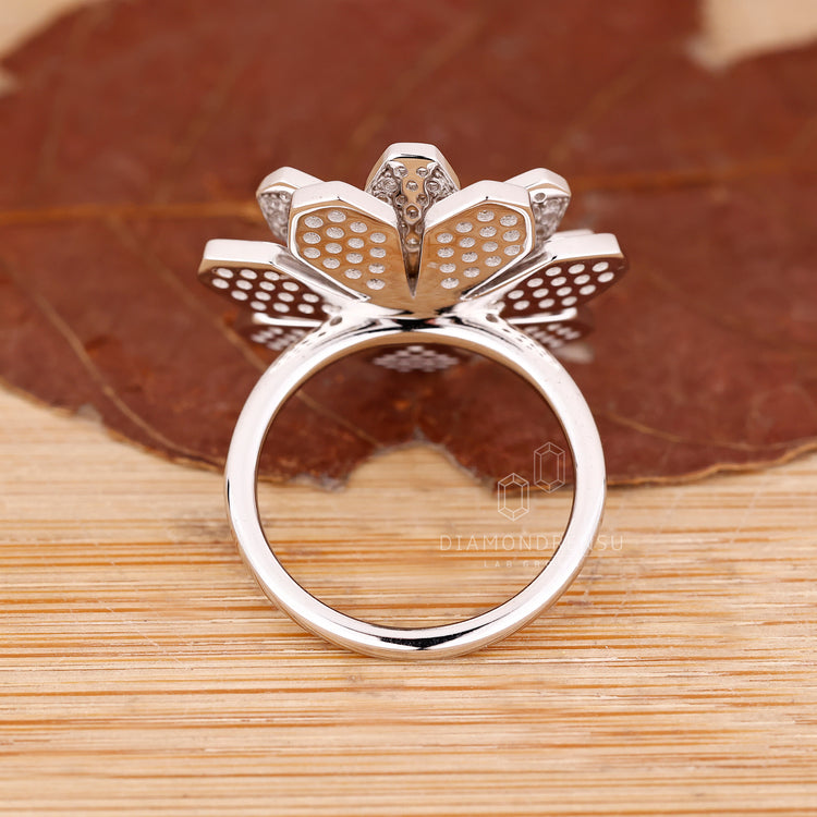 Lab Grown Diamond cluster engagement ring with vintage round diamonds.
