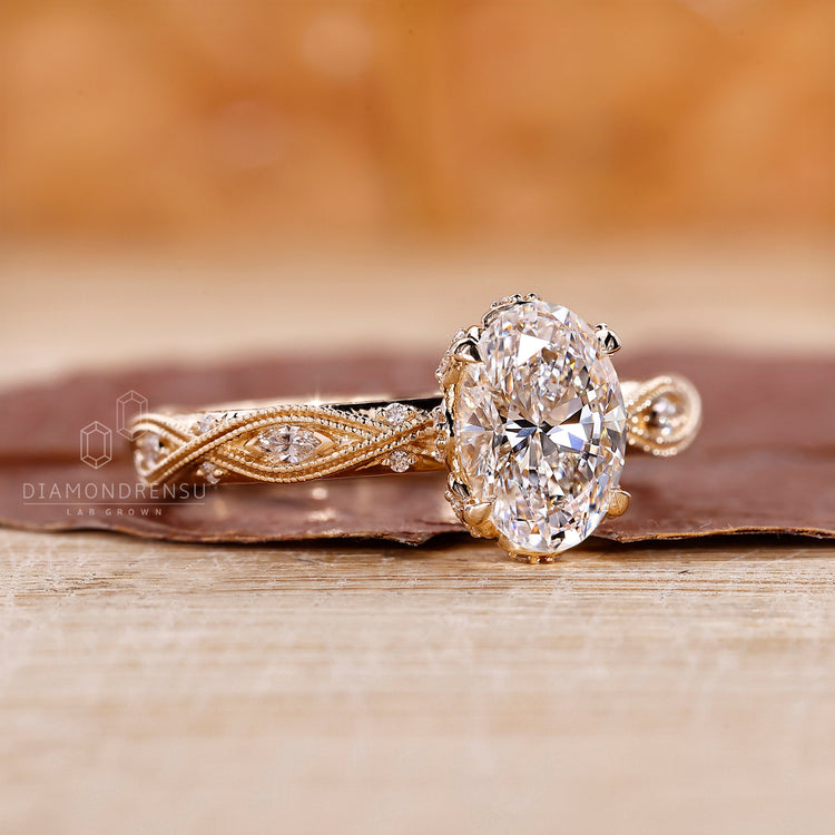 Yellow gold ring featuring a bold and stylish engagement design.
