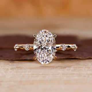 Oval Diamond Engagement Ring with cathedral setting ring
