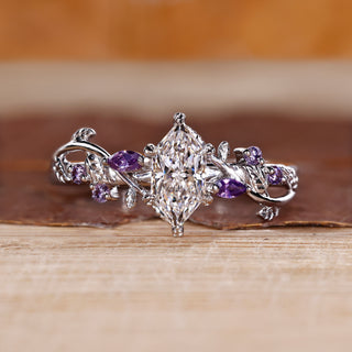 Nature inspired ring with dutch marquise and twisted shank handmade.
