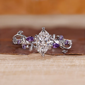 Nature inspired ring with dutch marquise and twisted shank handmade.
