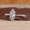 Marquise rose cut ring with a tapered shank design.

