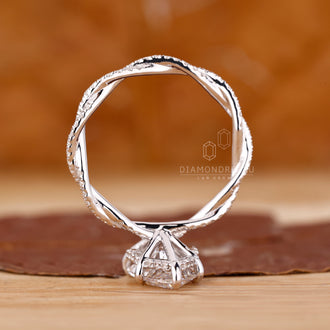 IGI certified diamond ring in hidden halo style.
