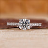 This round diamond engagement ring brings a classic look.
