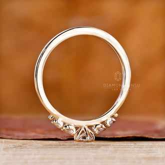 IGI certified 6 prong engagement ring with handmade yellow gold band.
