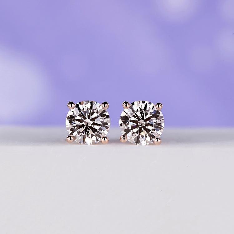 Rose Gold Stud Earrings 1.60 TCW - Round Diamond